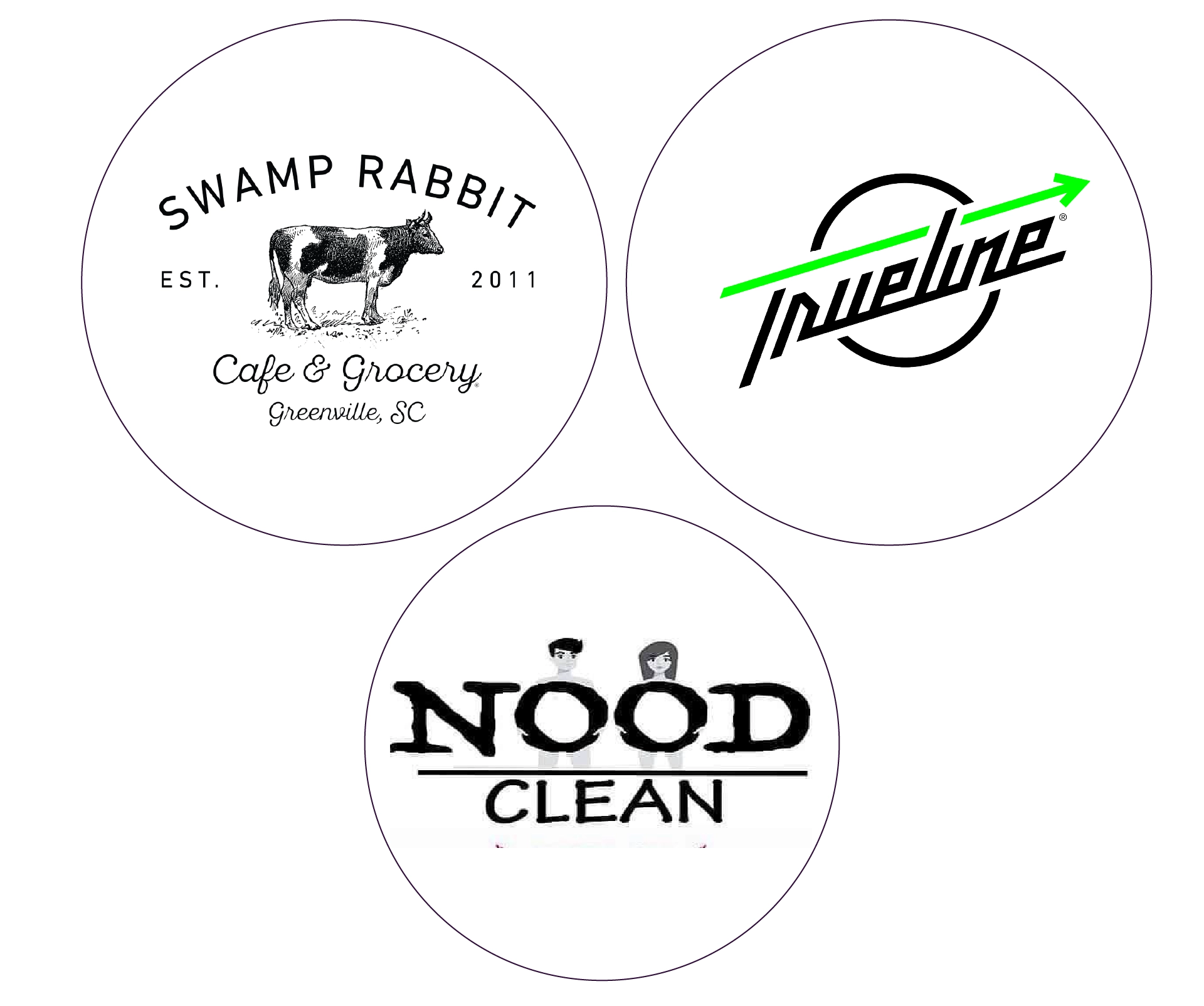 GLOW's local partners: Swamp Rabbit, Trueline, and Nood Clean