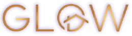 gold GLOW logo with Gather. Live. Own. Wander.